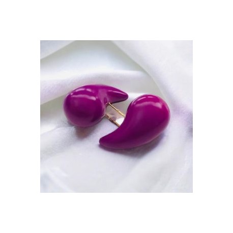 Aretes moda gotas purpura 30 mm chapa de oro 18k