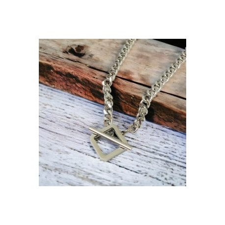 Collar color plata acero inoxidable hebilla