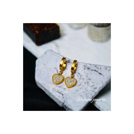 Aretes dorados acero inoxidable corazon