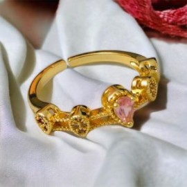 Anillo ajustable piedra lila chapa de oro 18k