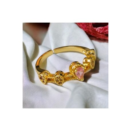 Anillo ajustable piedra lila chapa de oro 18k