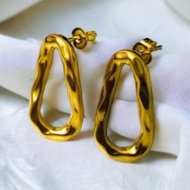 Pendientes dorados acero inoxidable oval