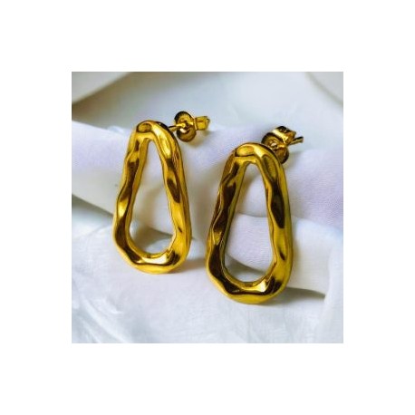 Pendientes dorados acero inoxidable oval