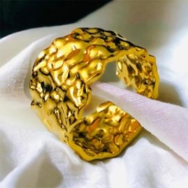 Anillo ajustable dorado acero inoxidable ancho