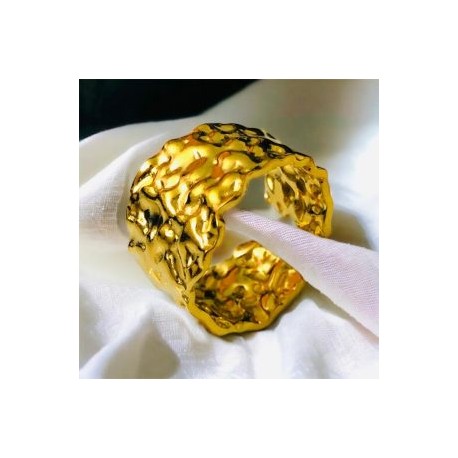 Anillo ajustable dorado acero inoxidable ancho