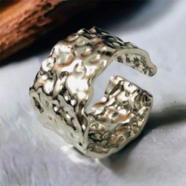 Anillo ajustable color plata acero inoxidable ancho