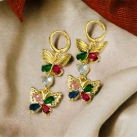 Aretes mariposa color chapa de oro 18K