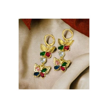 Aretes mariposa color chapa de oro 18K