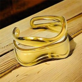 Anillo ajustable dorado acero inoxidable ancho