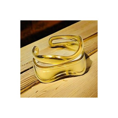Anillo ajustable dorado acero inoxidable ancho