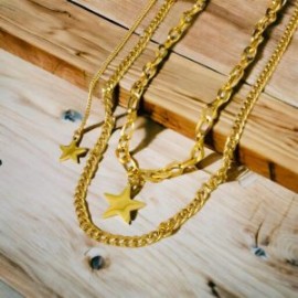 Collar 2 lienzos acero inoxidable estrellas