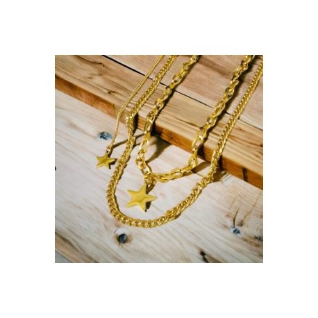 Collar 2 lienzos acero inoxidable estrellas