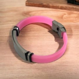 Pulsera juvenil silicón rosa