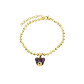 Collar osito purpura chapa de oro 18K
