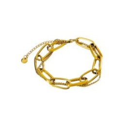 Pulsera dorada con cadena acero inoxidable