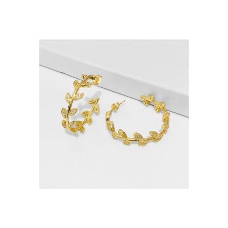 Arracadas hojas chapa de oro 18k