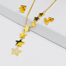 Conjunto acero inoxidable estrellas colgantes