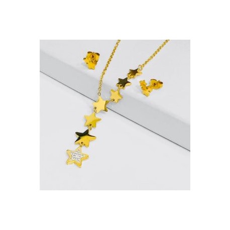Conjunto acero inoxidable estrellas colgantes