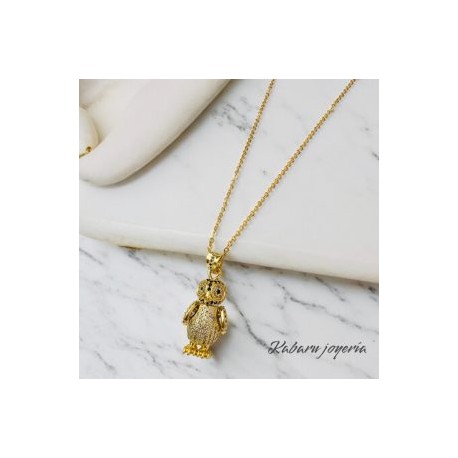 Collar buho dorado chapa de oro 18K