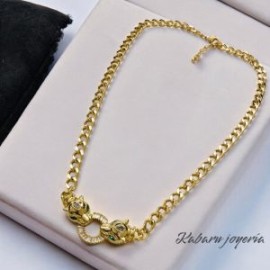 Collar cabeza de jaguar chapa de oro 18k
