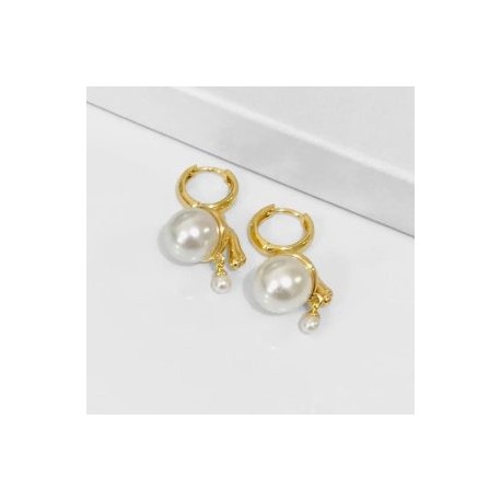 Aretes perlas chapa de oro 18K
