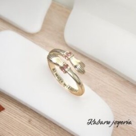 Anillo ajustable acero inoxidable mano piedra roja