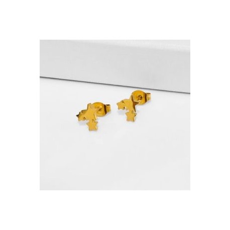 Aretes dorados acero inoxidable estrellas