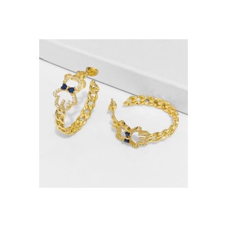 Arracadas osito piedra negra chapa de oro 18k