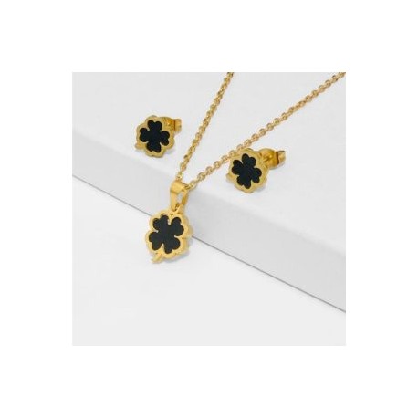 Conjunto trébol negro acero inoxidable