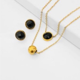 Conjunto 2 lienzos piedra negra acero inoxidable