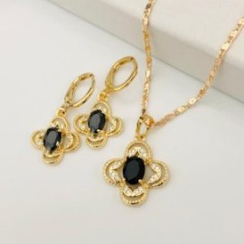 Conjunto piedra negra chapa de oro18K