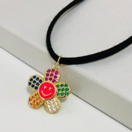 Chocker Flor emoji rosa mex CH 18K