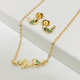 Conjunto Love bird chapa de oro18K