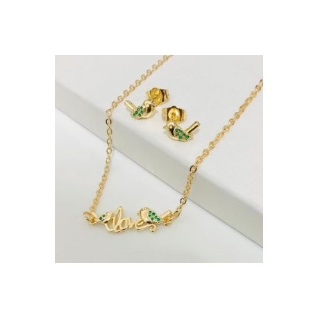Conjunto Love bird chapa de oro18K