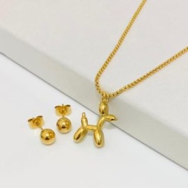 Conjunto dorado acero inoxidable perrito