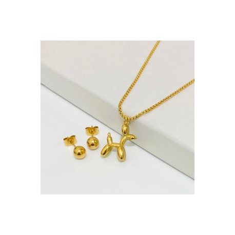 Conjunto dorado acero inoxidable perrito