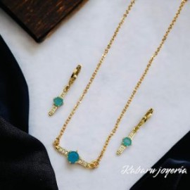 Conjunto piedra turquesa chapa de oro18K
