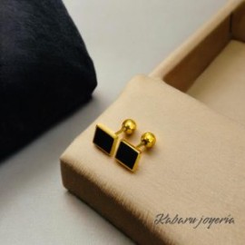 Aretes dorados chicos acero inoxidable cuadro