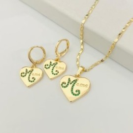 Conjunto corazón mama chapa de oro18K