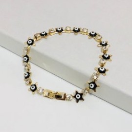 Pulsera estrellas ojito negro chapa de oro 18k