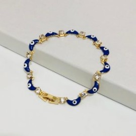 Pulsera lunita azul chapa de oro 18k