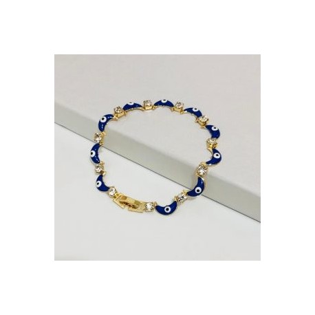 Pulsera lunita azul chapa de oro 18k