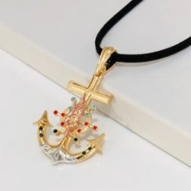 Chocker ancla virgen chapa oro 18K
