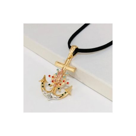 Chocker ancla virgen chapa oro 18K