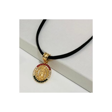 Chocker dije oval virgen chapa oro 18K