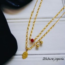 Conjunto dorado 2 lienzos acero inoxidable mano Fátima