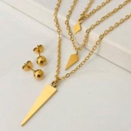 Conjunto dorado 3 lienzos acero inoxidable flechas
