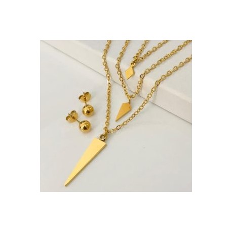 Conjunto dorado 3 lienzos acero inoxidable flechas