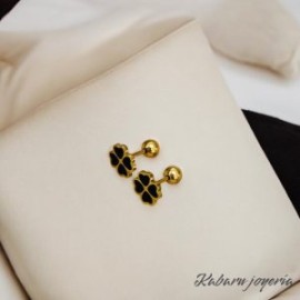 Aretes dorados chicos acero inoxidable trebol
