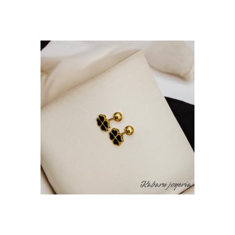Aretes dorados chicos acero inoxidable trebol